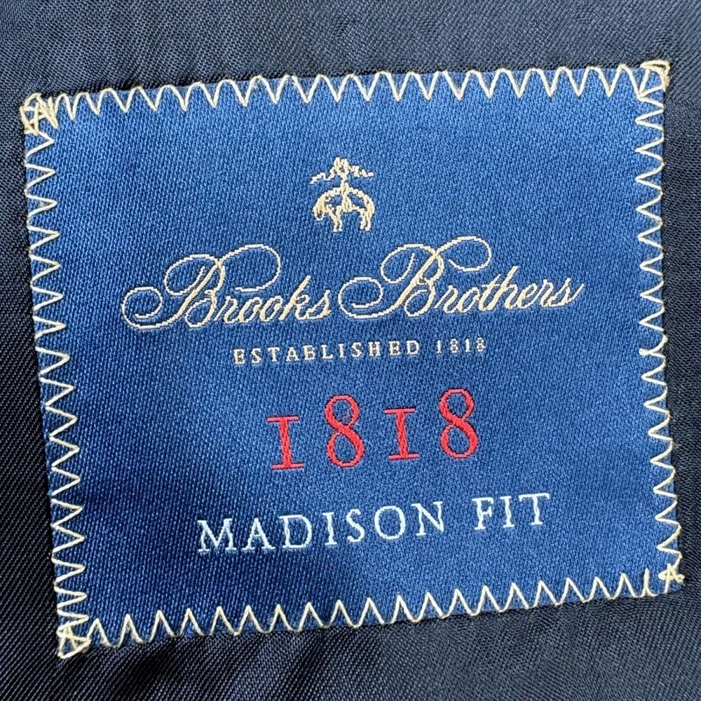 Brooks Brothers Suit Jacket 45R Black 1818 Madison Fit Estrato Italy Wool Blazer